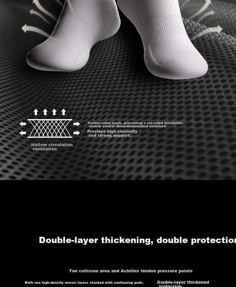 KUMPOO 26th Anniversary New Thickened Professional Sweat-Absorbing Badminton Socks KSO-780 White Low-Cut (3 Pairs) 9
