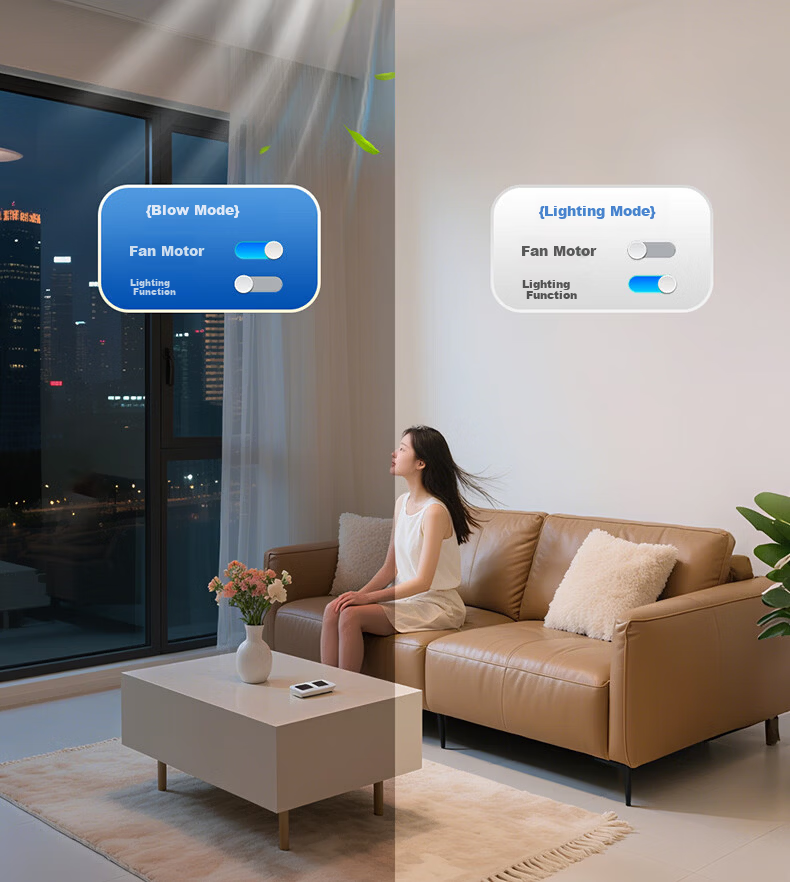 HP Eye-Care LED Ceiling Light with Bladeless Fan, Purui Smart Living Room Bedroom Zhongshan Lighting, Installation Included, Zhenzhiguang Series 11