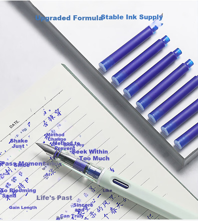 Ostrich Heat-Erase Thermal Ink Cartridge Fountain Pen Refill Compatible with Parker, Hero, Deli, M&G 3.4mm Ink Cartridges Crystal Blue Erasable Ink Cartridge Box Set (10+2) 4