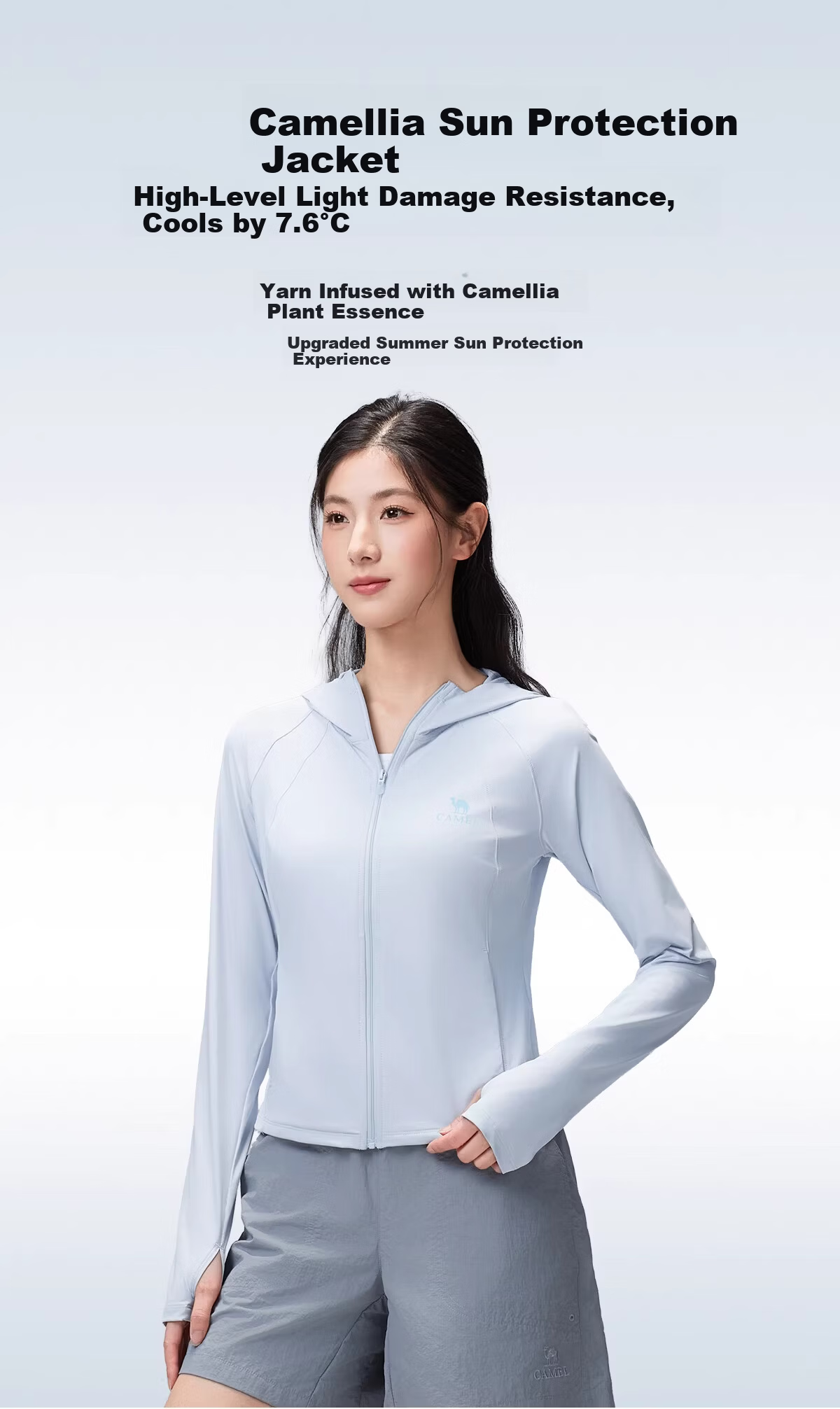 CAMEL Outdoor Cold White Original Yarn Sunscreen Jacket for Women 26 Spring Summer New Slim Breathable Cooling Coat 1157A 1