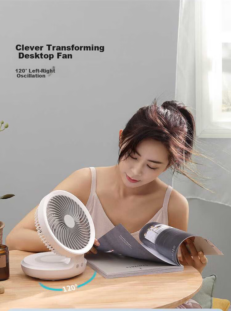 Edon Floating Wall-Mounted Air Circulation Fan Wireless Desktop Kitchen Small Fan Rechargeable Foldable Portable Office Electric Fan Bathroom Kitchen Wall-Mounted Fan E808KY 18