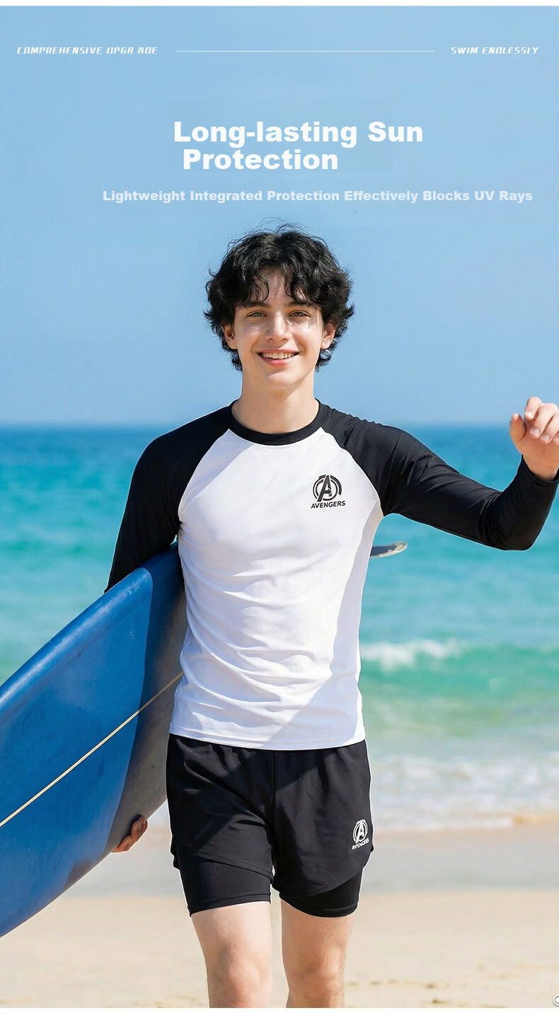 Disney Men's Long Sleeve Swimwear Set Surfing Suit D16329S2G Black 3XL 4