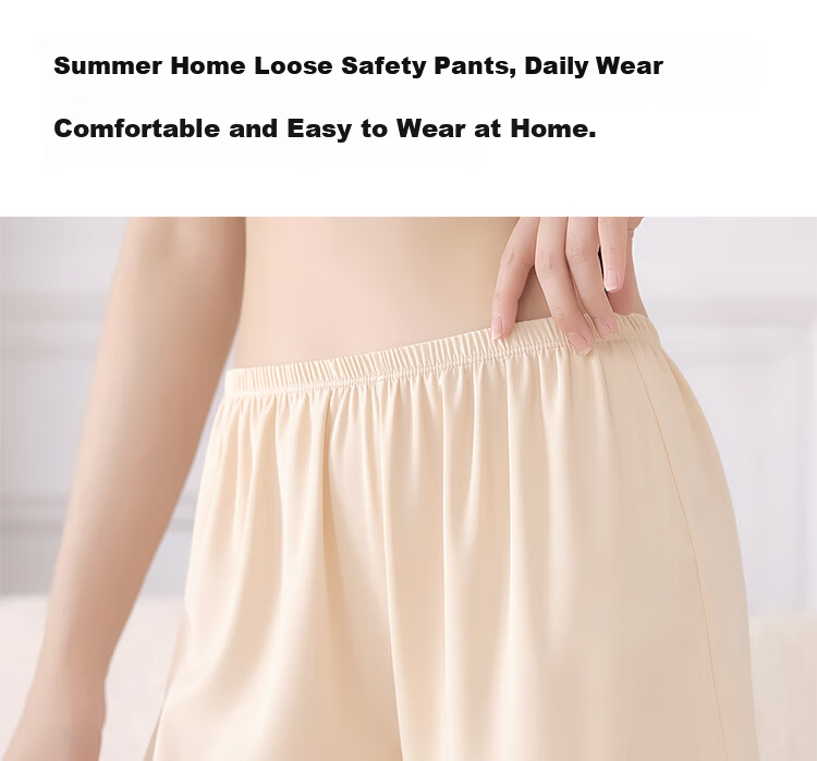 Herbal Original Ice Silk Bare Feeling Safety Shorts for Women Summer Thin Anti-Exposure Loose Lace Home Wear Leggings 6