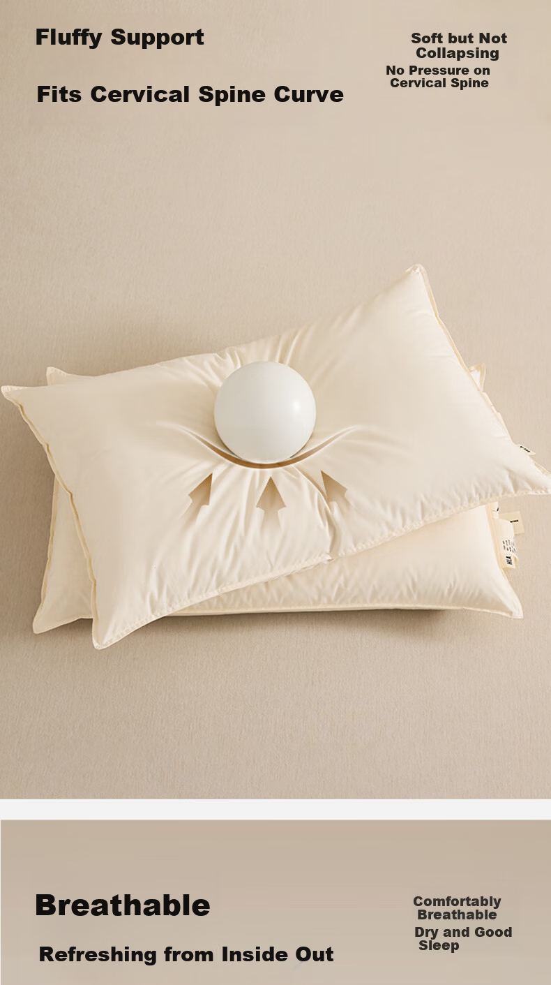 HLA A-Class 100% Xinjiang Cotton Three-Protection Pillow Core 7A Antibacterial Oil-Resistant Fiber Neck Support Pillow for Dormitory 7