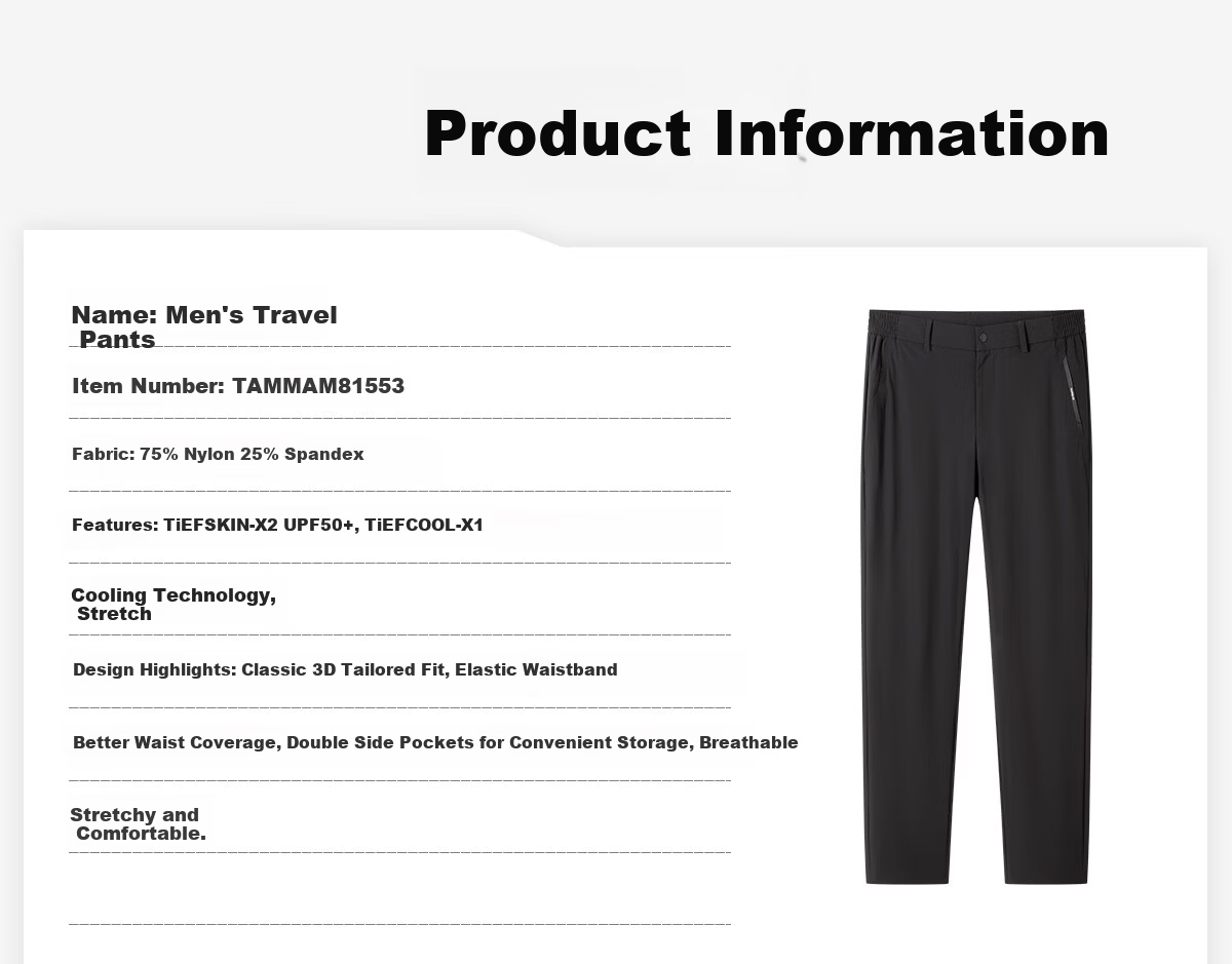 TOREAD Men's Outdoor Functional Pants Sun Protection Cooling Quick-Dry Breathable Stretch Hiking Pants TAMMAM81553 8