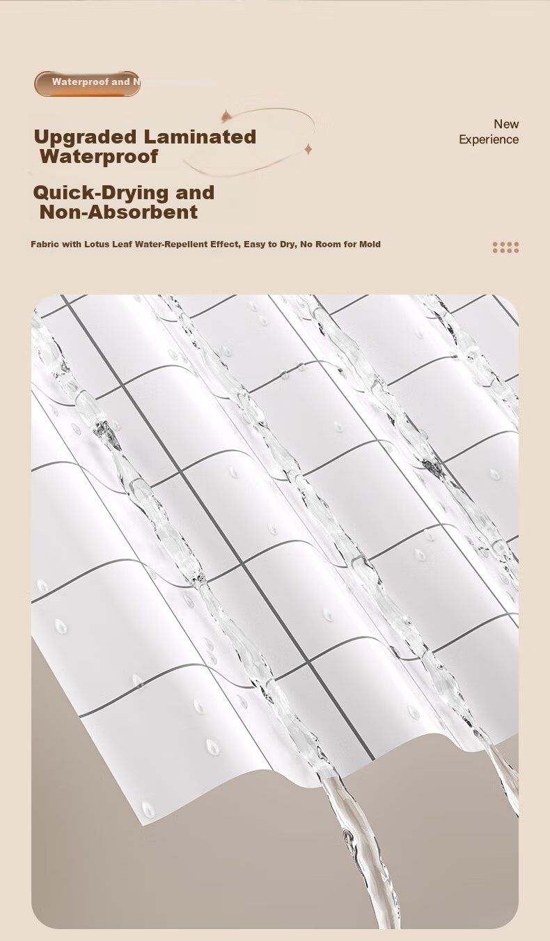 Baicaoyuan Shower Curtain Bathroom Waterproof Partition Curtain Mold Resistant 160x180cm 4