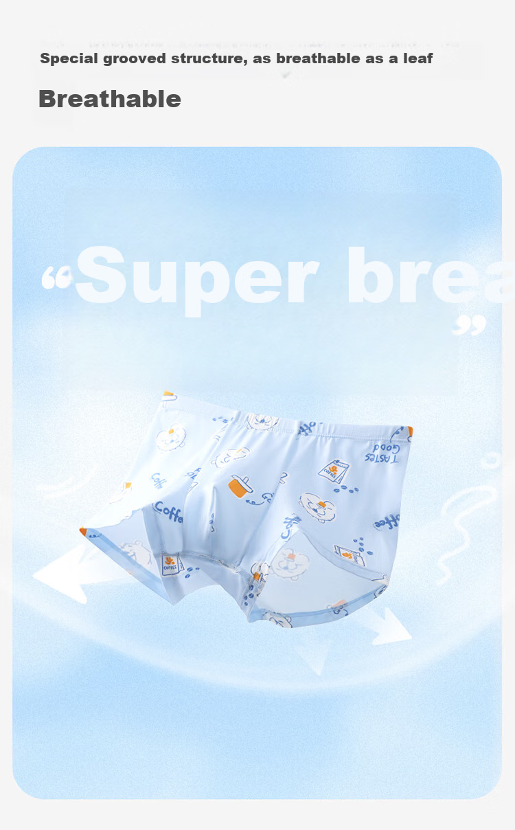 Jiusuiban Boys' Underwear 7A Antibacterial Double-Layer Silk Gusset Boxer Briefs Breathable Student Shorts 6