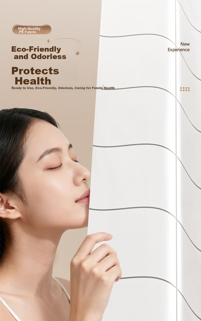 Baicaoyuan Shower Curtain Bathroom Waterproof Partition Curtain Mold Resistant 160x180cm 9