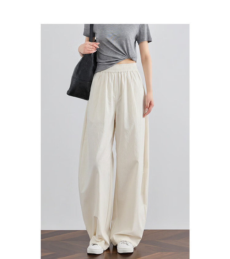 Demana Pear-Shaped Comfort Zone Summer Simple Style Nine-Point Straight Elastic Waist Slim Fit Petite Versatile Women's Casual Pants 17