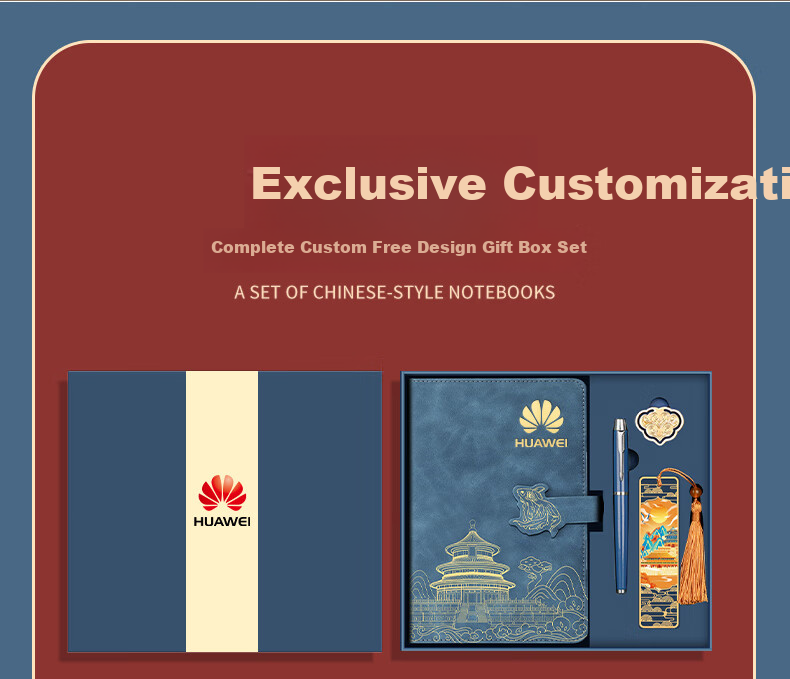 Wen'ao Guochao Notebook Palace Museum Chinese Style Cultural Creative Gift Thickened Paper Leather Diary Journal Business Work Meeting Office Supplies Gift Box Set 2