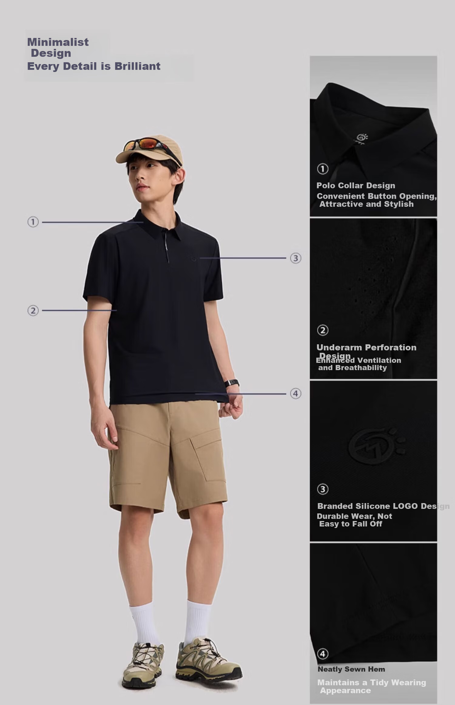 TECTOP Women's Dawn Gray Quick-Dry Short Sleeve Polo Shirt Summer Sun Protection Ice Silk Cooling S 13