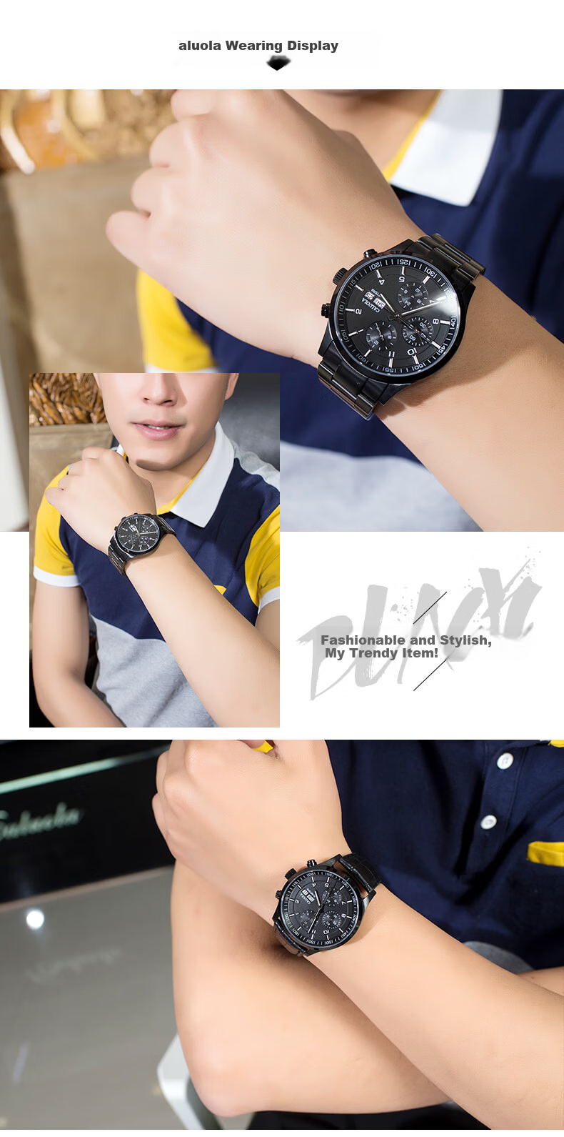 CALUOLA Six-Needle Multifunction Automatic Mechanical Men's Watch Waterproof All-Black Sports Luminous Fashion Wristwatch Trending 7