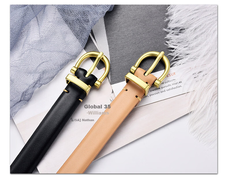 Half-Cigarette Women's Casual Leather Belt Versatile Genuine Pin Buckle Belt for Jeans and Leather Pants High-End Fashion Gift 10
