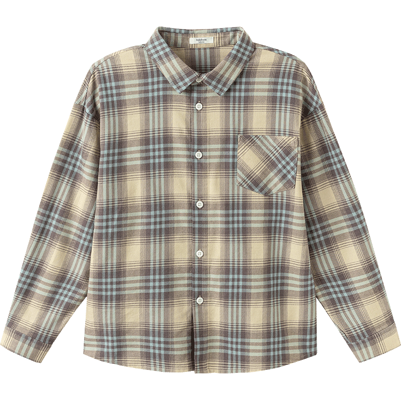 Balabala Kids Long Sleeve Shirt Children's Plaid Parent-Child Fashion Jacket 2026 New Autumn Baby Girls Boys