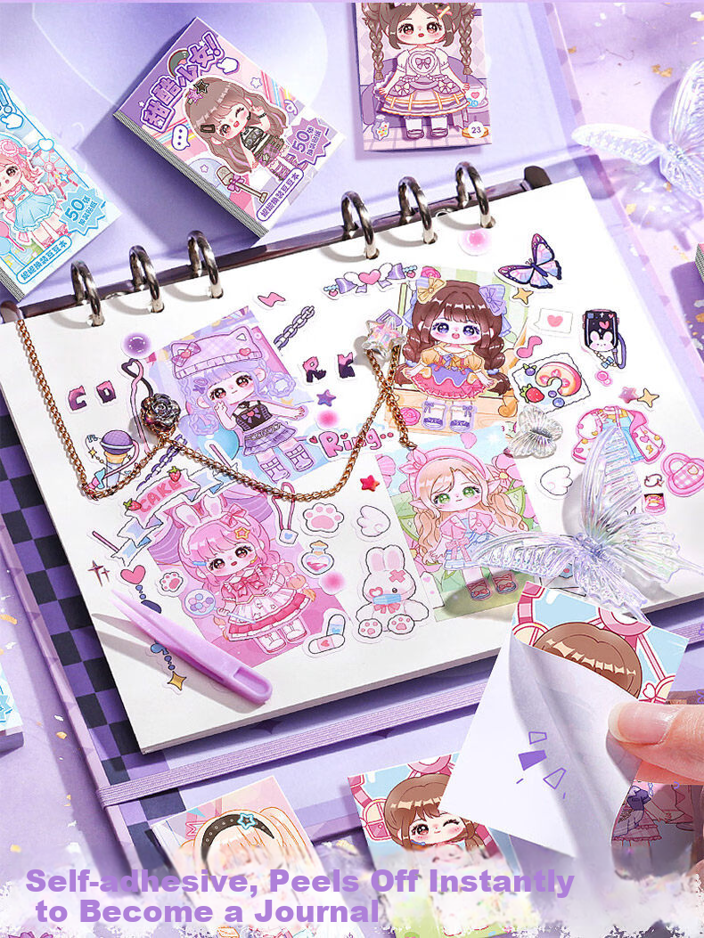 JEPPE Princess Makeup Bag Handmade DIY Quiet Book Dress-Up Stickers Children's Makeup Toy Ages 3-8 Children's Day Gift 4