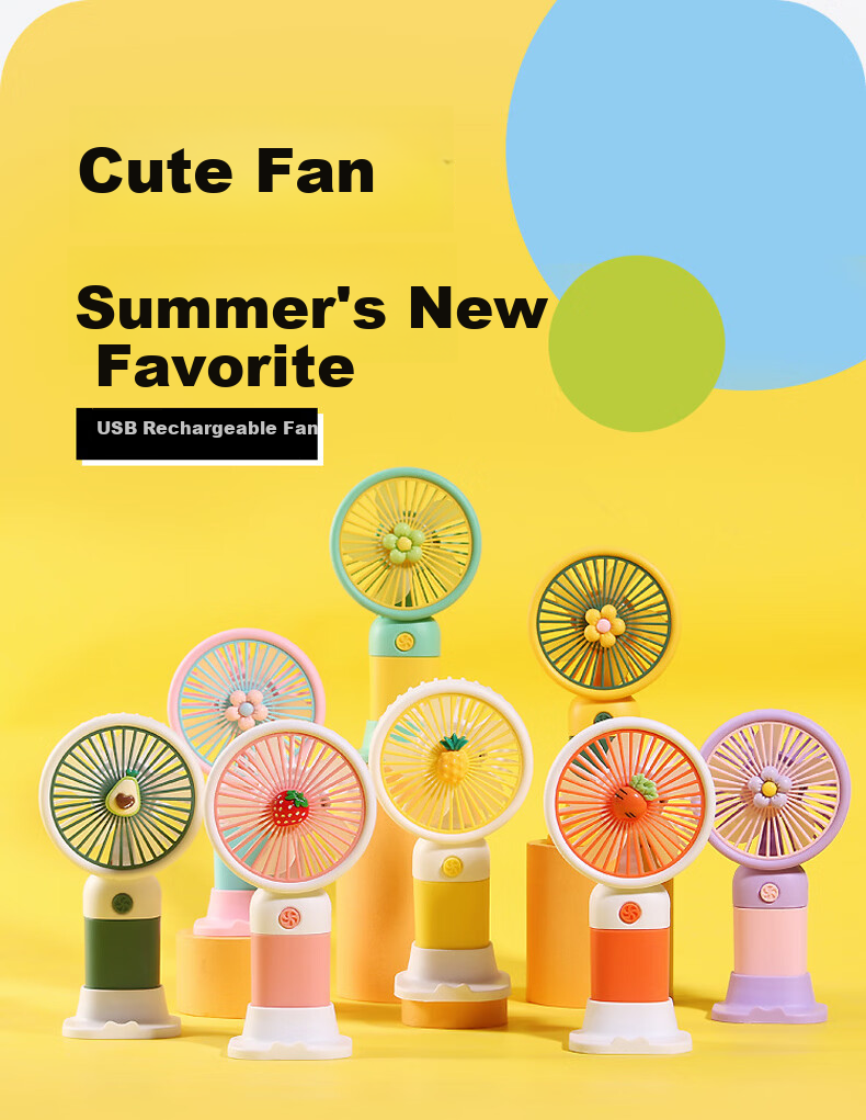 Gelite Handheld Mini USB Desk Fan Quiet Small Electric Fan Portable Rechargeable Yellow-Green for Dormitory Office Kids 11