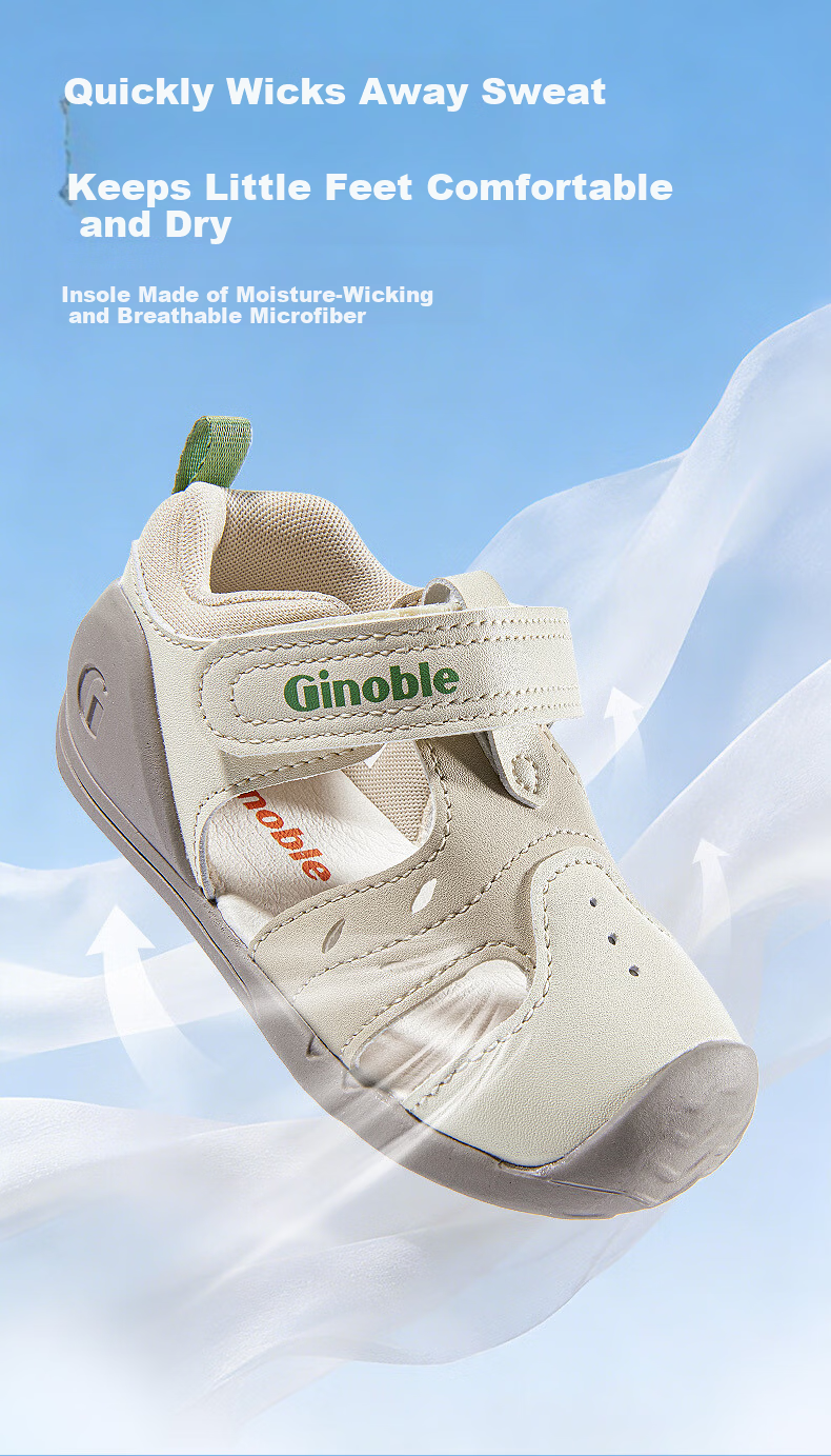 Ginoble 2026 Summer Toddler Breathable Sandals 0-1 Year Old Boys and Girls GB2556 Bright Silver 2