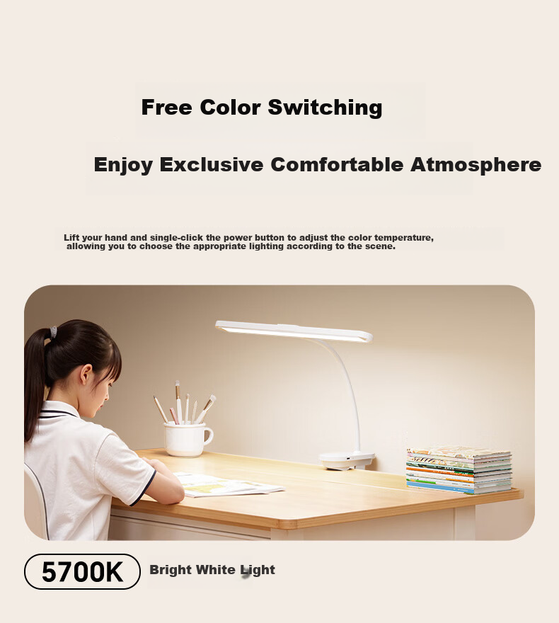 Bull Clip-On Eye Protection Desk Lamp Adjustable Clip Light Bedside Reading Lamp for Students Dormitory Multi-Scene Use 14