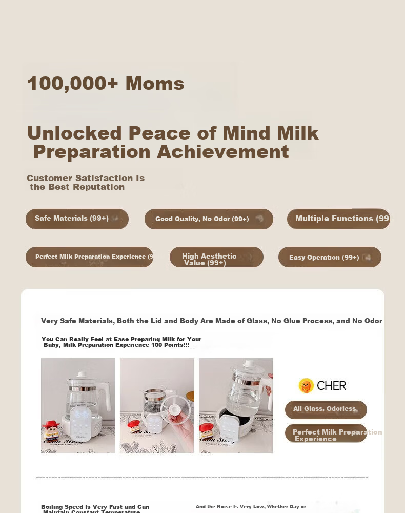 HeWu Full Glass Temperature-Controlled Kettle Baby Thermostat Kettle Milk Warmer Baby Formula Warmer Electric Hot Water Kettle 5