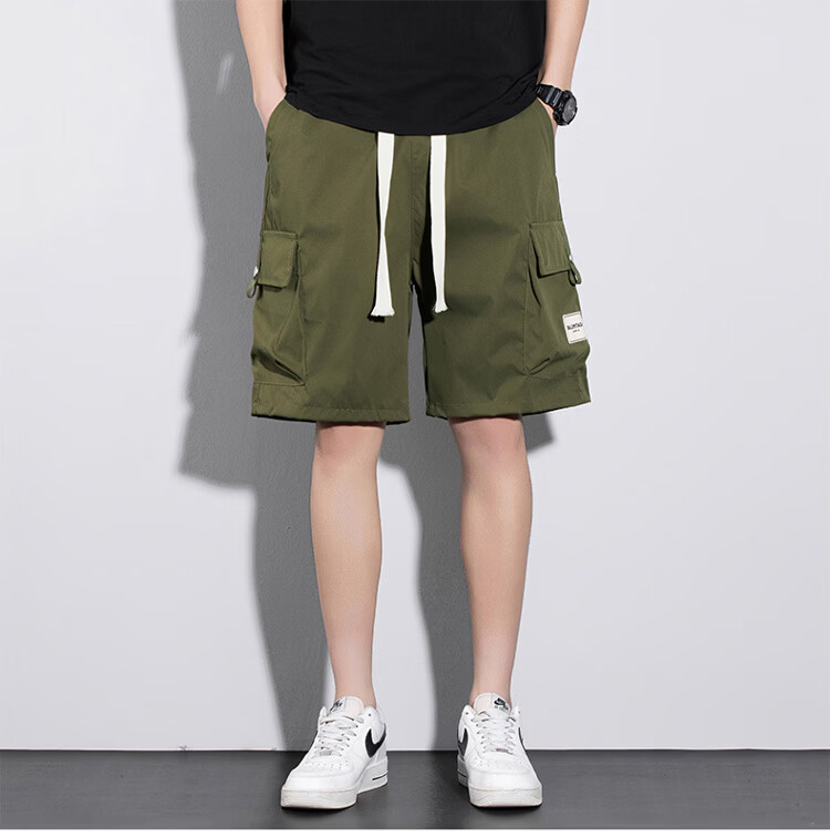 GLM Men's Summer Casual Cargo Shorts Loose Fit Trendy Five-Point Pants 18