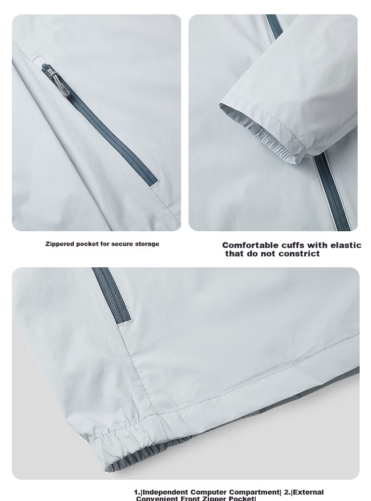 HLA Men’s Jacket 26 Hooded Spliced Sleeve Lightweight Sun Protection Portable Summer Coat 5