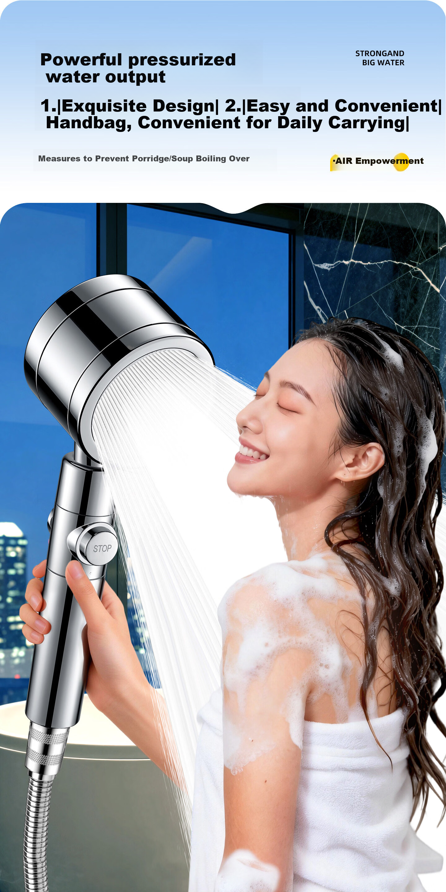 WUZORY [Germany] High-Pressure Shower Head Set Multifunctional Handheld Bathroom Shower Sprayer 11