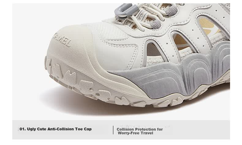 CAMEL Lemon Cute Outdoor Women's Hollow Sandals Thick Sole Beach Sports Shoes L26M202032 Beige/Gray 37 23