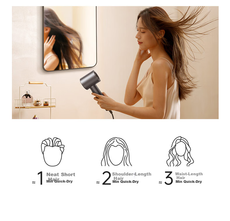 KONKA High-Speed Smart Hair Dryer SE Lite Home Use Negative Ion Hair Care Powerful Quick-Dry Low Noise Portable Student Dorm Hair Dryer Holiday Birthday Gift 7