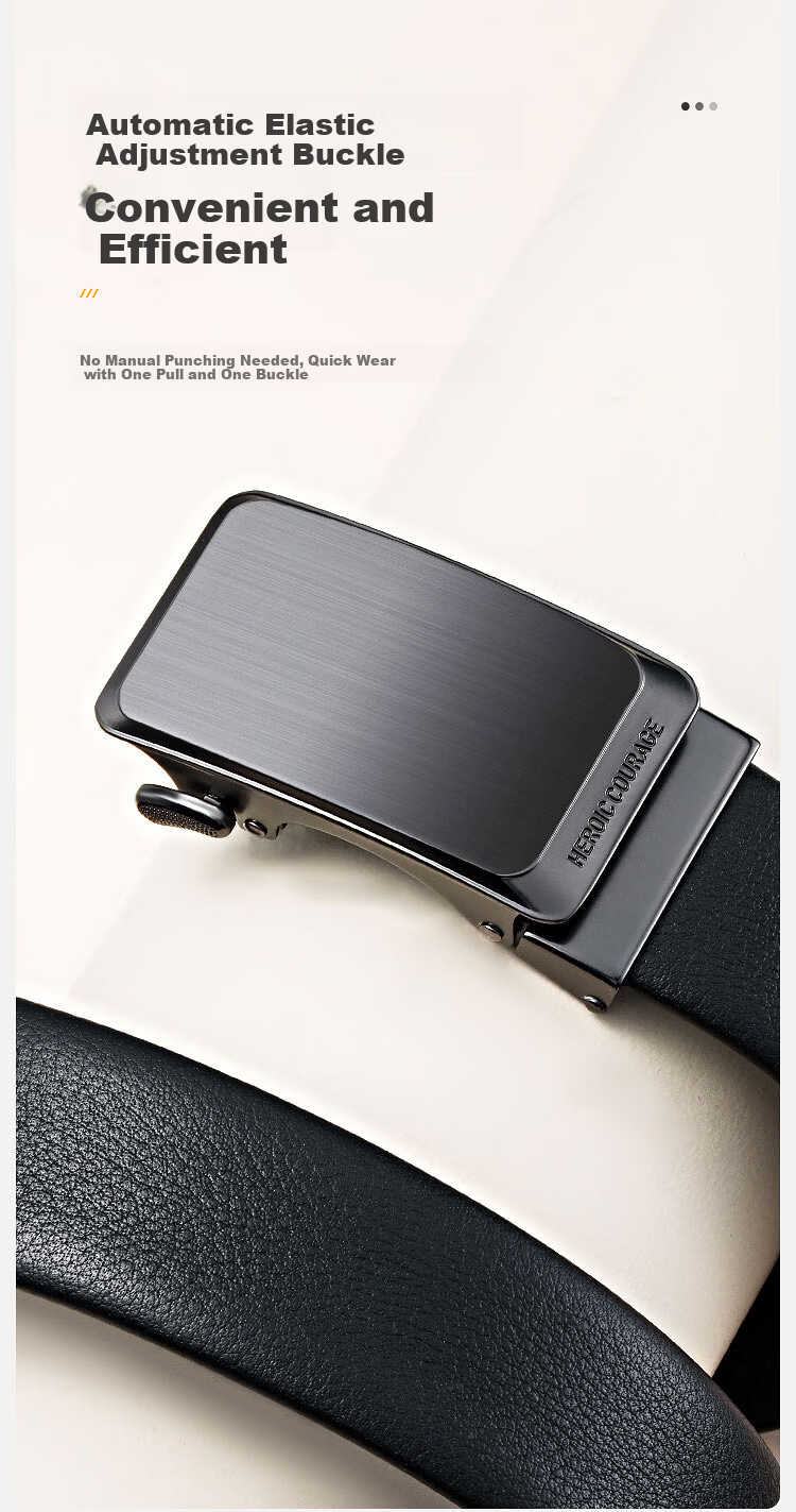 HLA Heilan Home Men's New Genuine Leather Automatic Buckle Belt Business Commuter Gift for Boyfriend HXAYDM0AEXM126 5