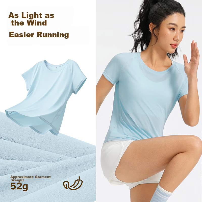 VFU Sports Short Sleeve Quick-Dry Breathable Professional Training Running T-Shirt Lightweight Yoga Wear 2026 New Style Creek Blue S