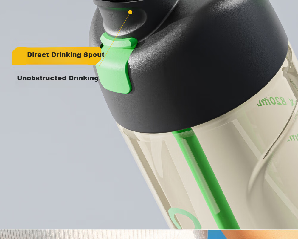 Fuguang Plastic Straw Cup PPSU Large Capacity Portable Sports Fitness Cup 820ML Green for Men and Women Students 8