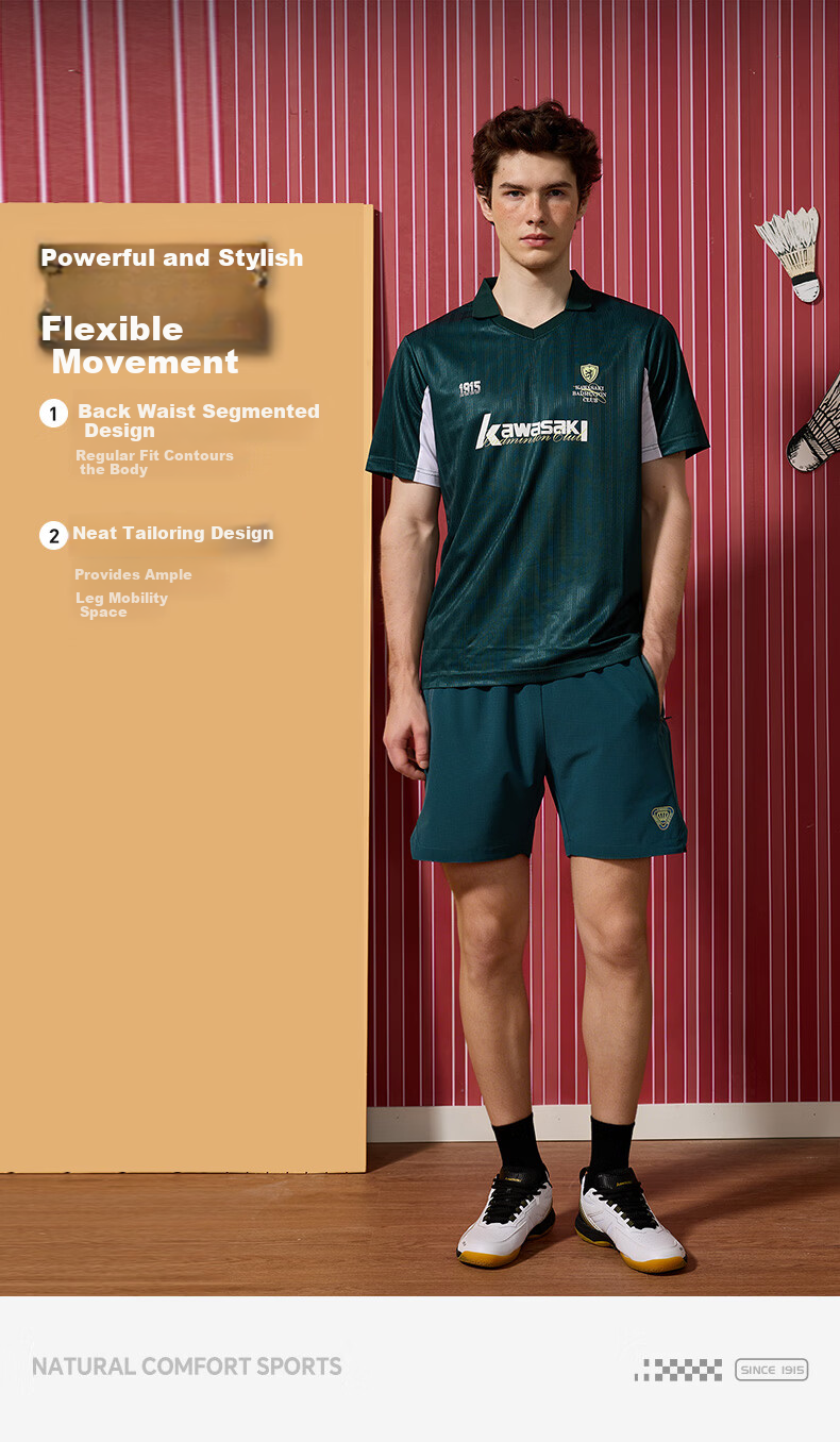 KAWASAKI Unisex Badminton Shorts Professional Quick-Dry Black M 6