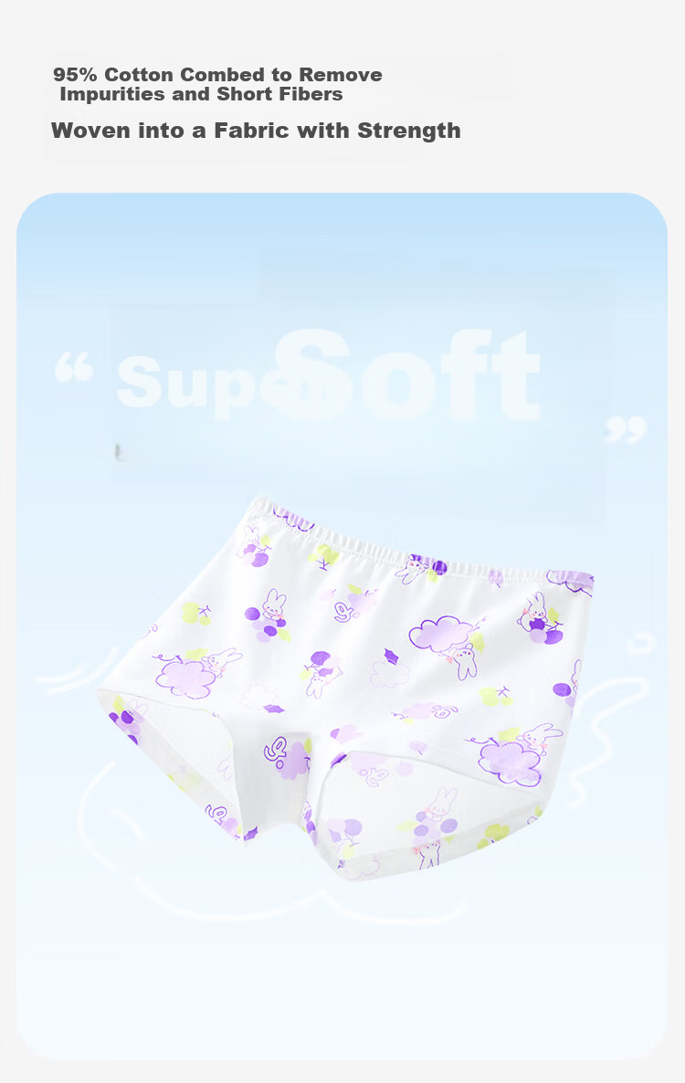 Jiusuiban 95% Long-Staple Cotton Girls' Underwear 3-15 Years 7A Antibacterial Silk Gusset Boxer Shorts Cartoon A-Class 7