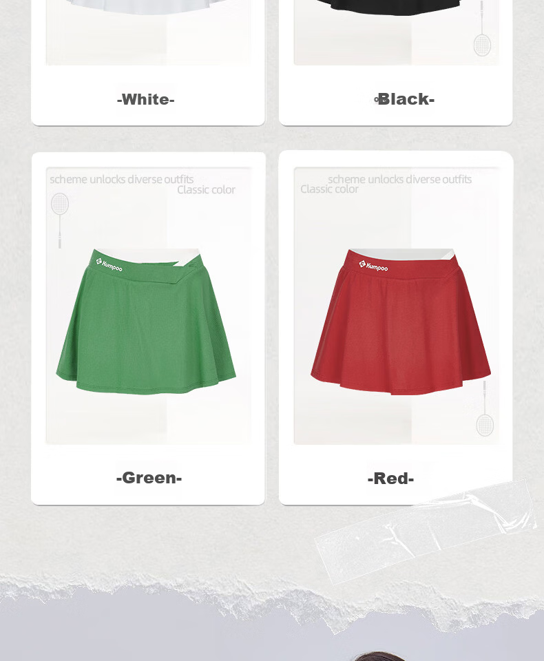 KUMPOO 26th Anniversary New Quick-Dry Fashionable Versatile Women's Badminton Skirt K261W-7181 White S 3