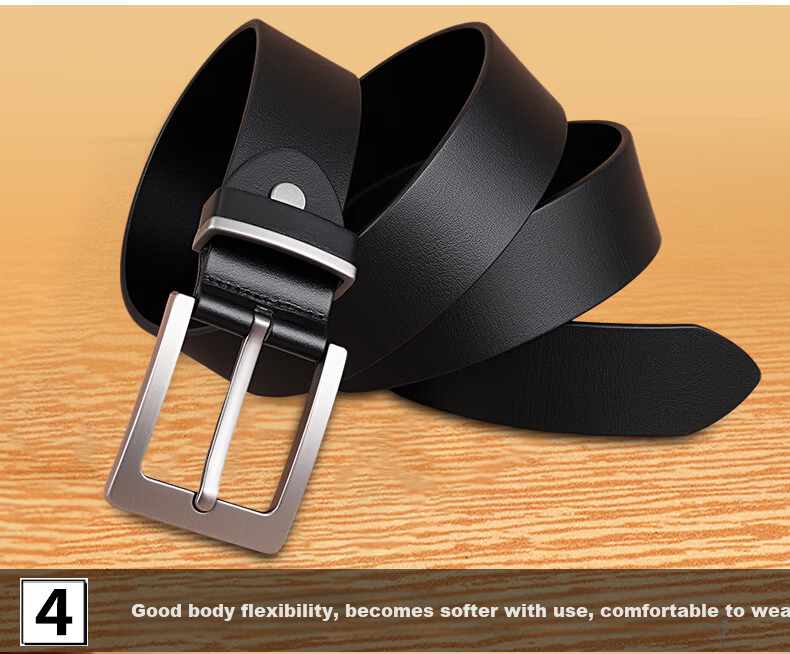 JEEP Men's Genuine Leather Belt, First Layer Cowhide Pin Buckle Waistband, Versatile New Style Pants Belt, Father's Day Gift for Dad 13