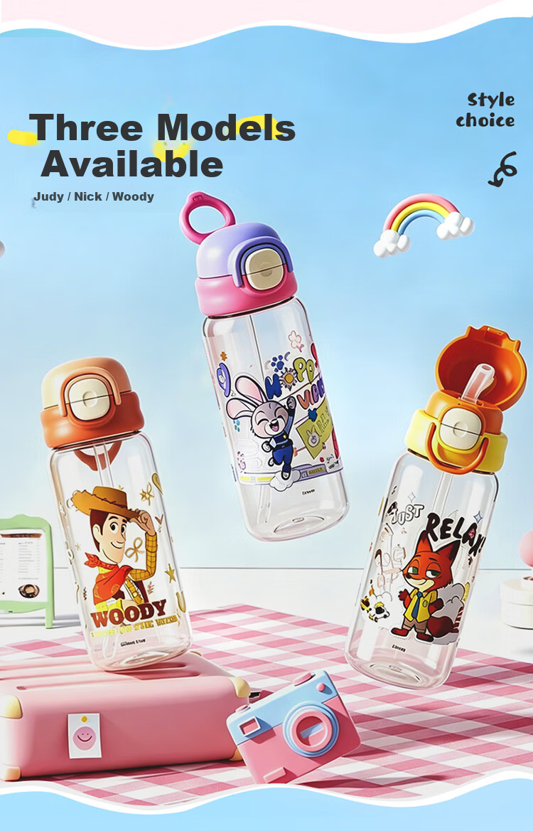 Disney Kids Plastic Water Bottle High Temperature Resistant PPSU Straw Cup Student School Water Bottle Drop Resistant Direct Drinking Cup Birthday Gift 3