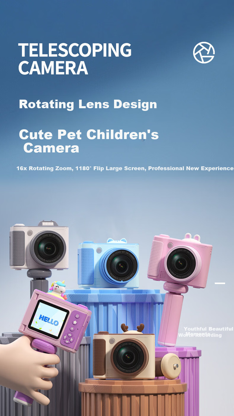 KGPG Children's Camera for Children's Day, Student Mini Camera for Photography and Travel, Mobile Phone Compatible, Purple, Birthday Gift for Boys and Girls 1