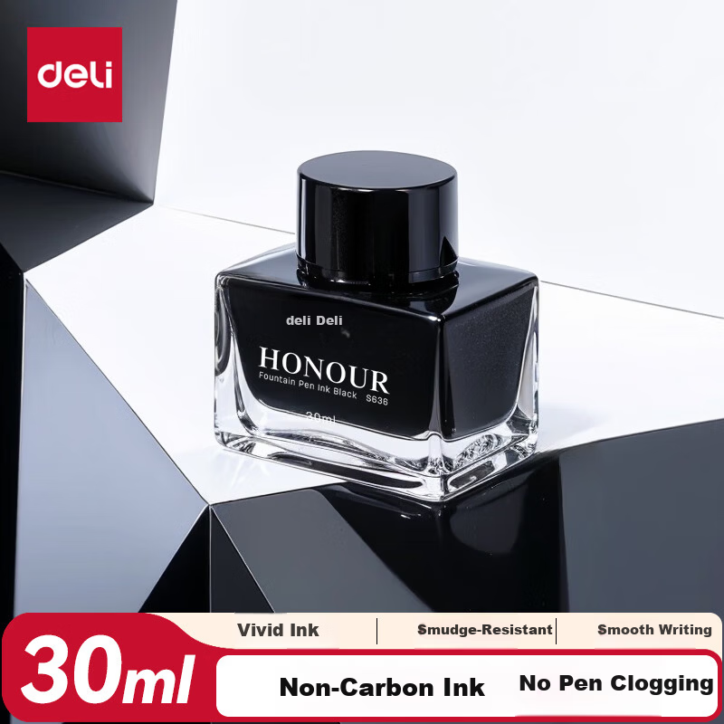 Deli 30ml Non-Carbon Black Fountain Pen Ink for College Entrance Exam