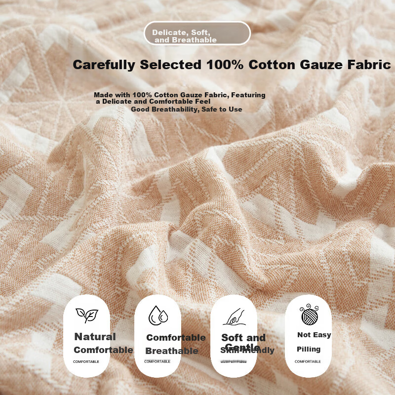 MUJI A-Class 100% Cotton Three-Layer Gauze Towel Blanket Summer Quilt Thin Blanket Air Conditioning Blanket 150x200cm
