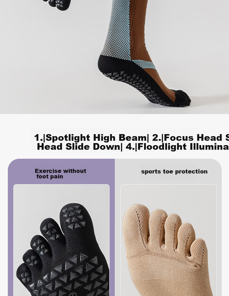 Free Style Professional Yoga Five-Toe Calf Compression Socks Outdoor Fitness Hiking Cycling Varicose Vein Anti-Slip Knee-High Socks 10