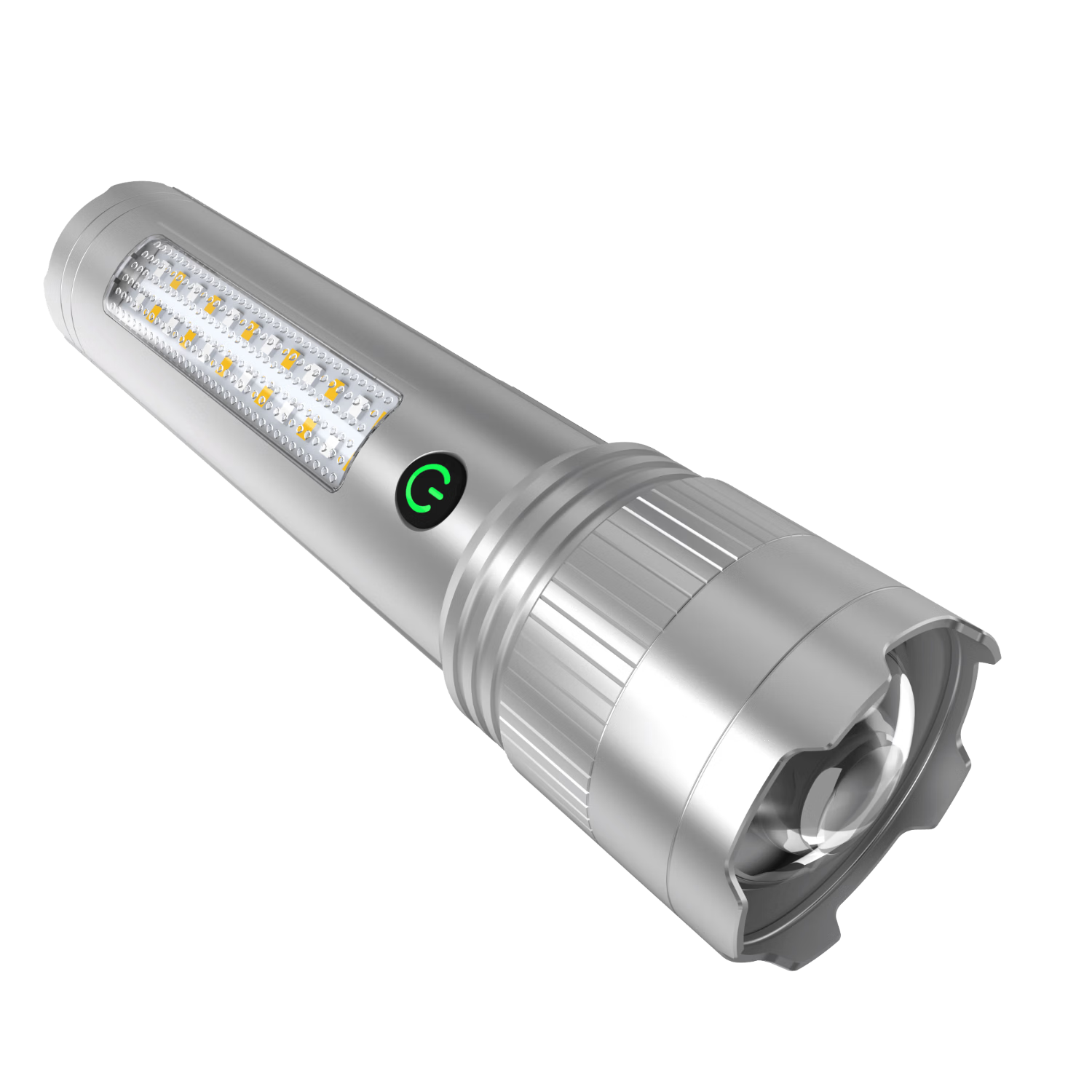 AUX Silver Dragon High-Power Flashlight Zoomable Super Bright Side Light Outdoor Patrol Home Night Fishing Long-Range Ultra-Long Battery Life Portable