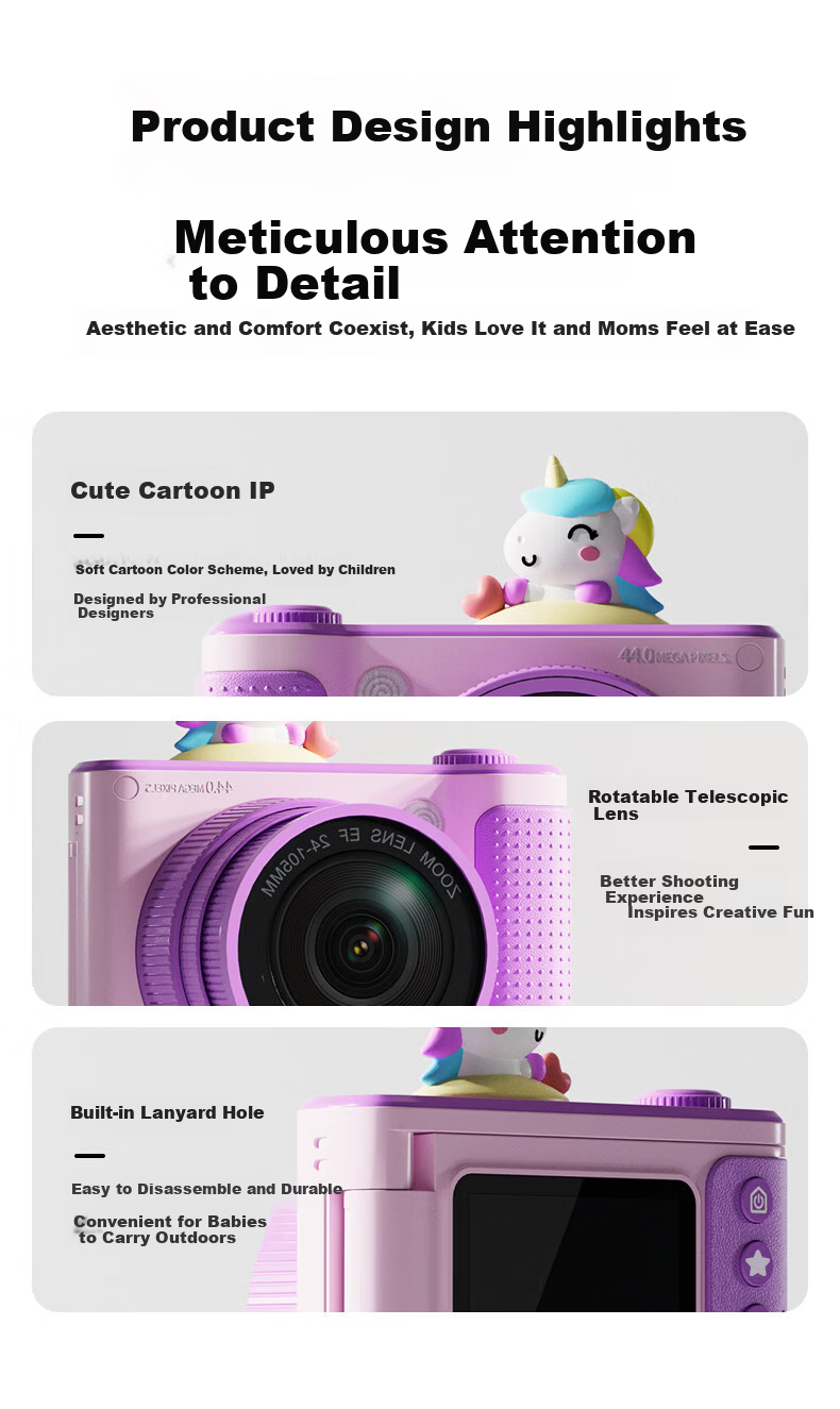KGPG Children's Camera for Children's Day, Student Mini Camera for Photography and Travel, Mobile Phone Compatible, Purple, Birthday Gift for Boys and Girls 15