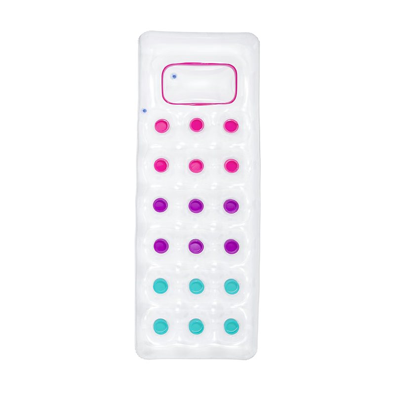 Bestway Inflatable Floating Mattress Water Leisure Surfing Summer Transparent 18-Hole Floating Pad with Hand Pump