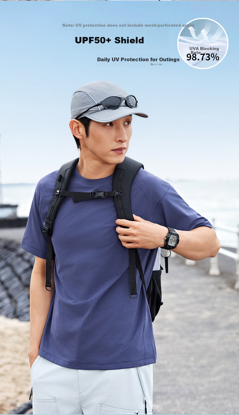 Kolumb Short Sleeve T-Shirt Summer Moisture-Wicking Quick-Dry Cloud-Feel Sorona Sun Protection Outdoor Half Sleeve Stardust Blue L(175) 6