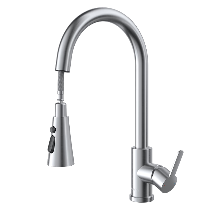 ARROW Kitchen Faucet Hot and Cold Three-Function Pull-Out 360° Rotation 304 Stainless Steel Hover AE45301SS