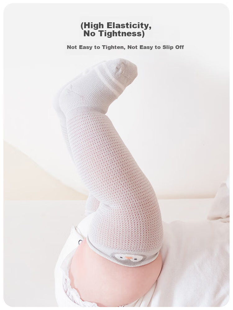 9i9 Baby Socks Summer Thin Class A Breathable Mesh Socks Children's Knee-High Anti-Mosquito Seamless Combed Cotton 3 Pairs 1-3 Years 5