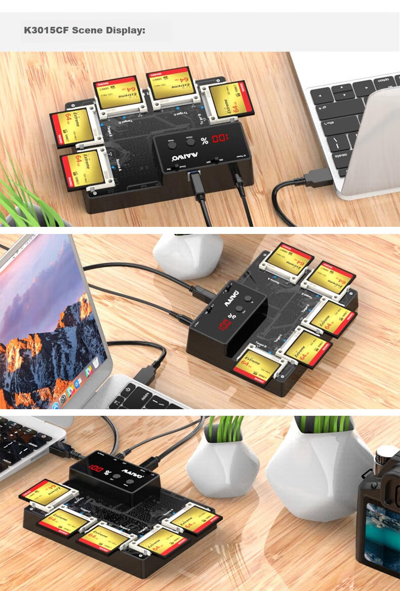 MAIWO CF Card Reader Storage Card Hard Drive Dock Hard Drive Enclosure Hard Drive Duplicator Camera Five-Bay Storage Card Duplicator Reader Writer Dock K3015CF 11
