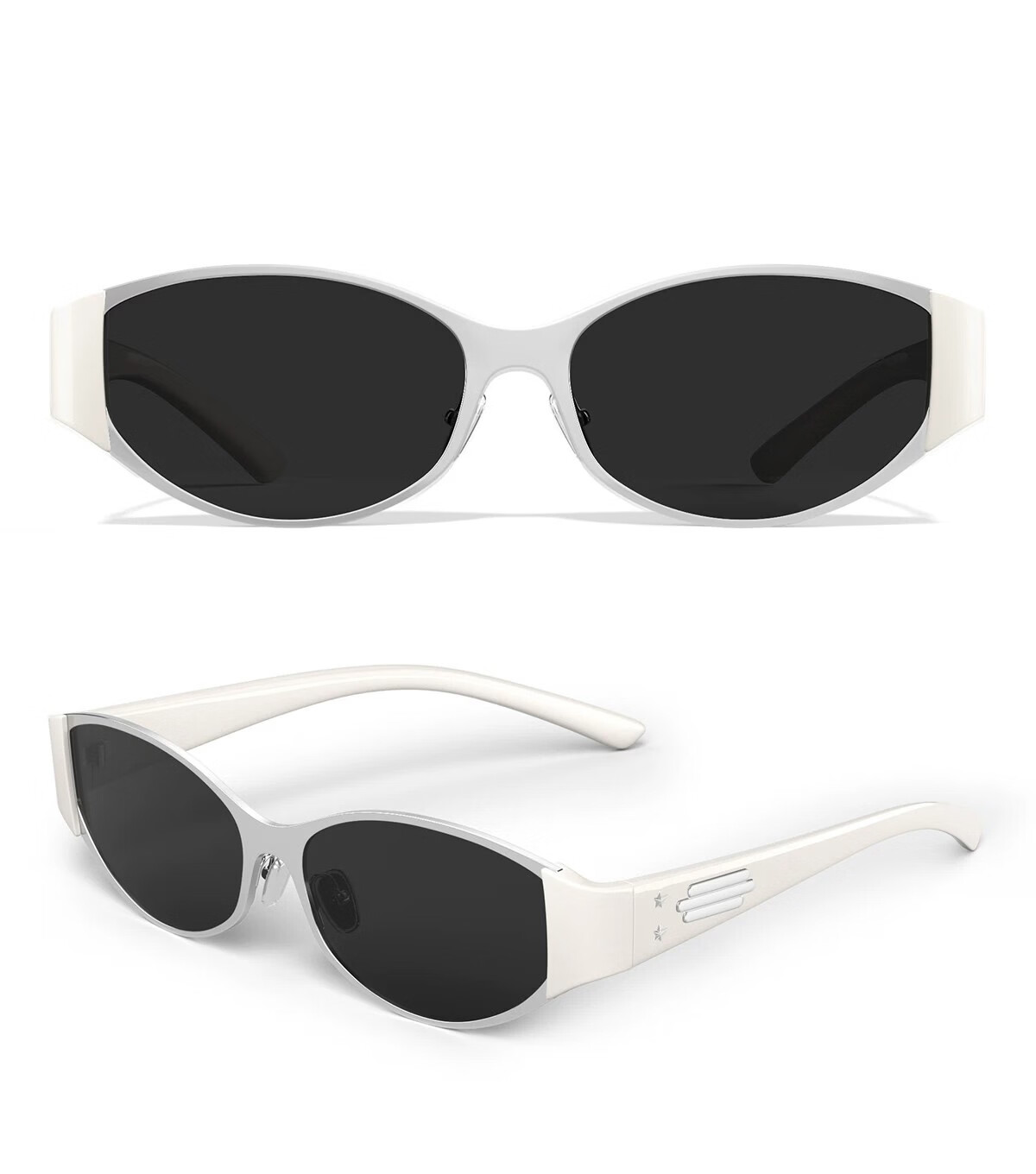 Murata Inao Cat Eye Sunglasses Small Frame Square Round Face High-End UV Protection Women's Sunglasses Sea Salt Silver White 13