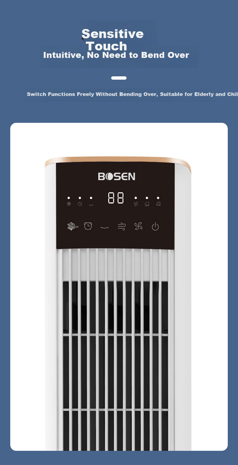 Bosen Home Smart Voice-Controlled Cooling Fan Humidifying Water Cooling Tower Fan Office Living Room Standing Portable Energy-Saving Small Air Conditioner Fan Oscillating Bladeless Fan TAS-1004W 8