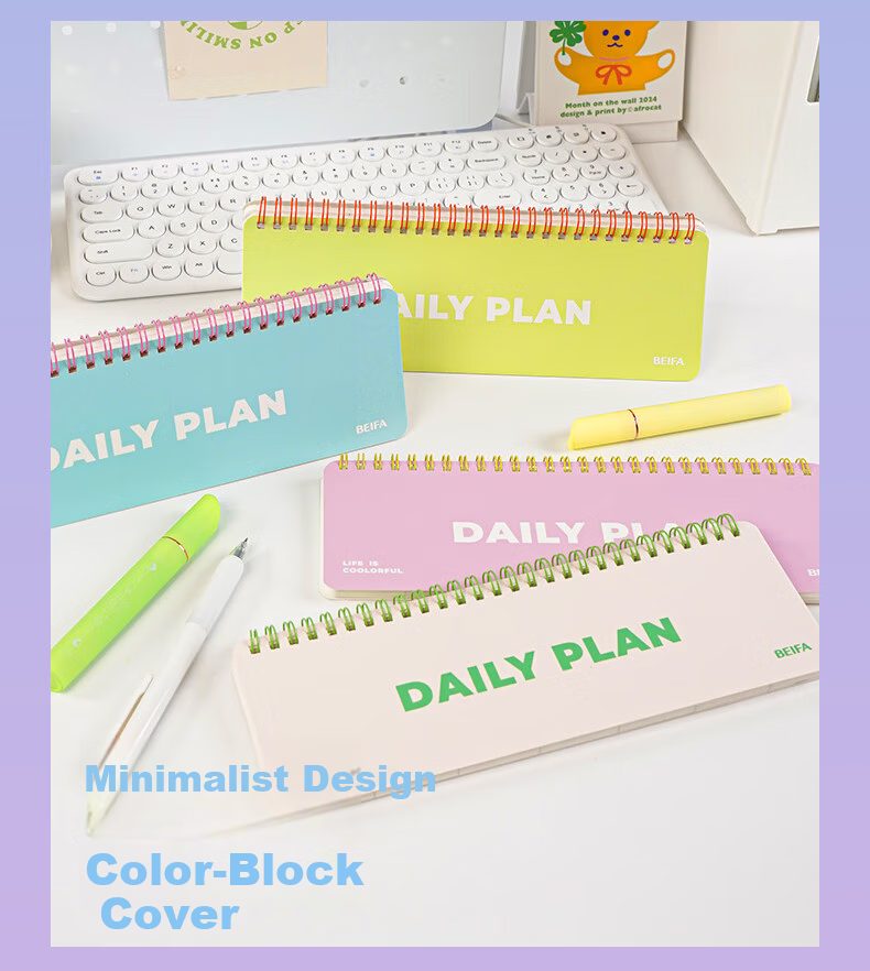 BEIFA Daily Desktop Planner High-Quality Office Study Planner Self-Discipline Check-In Schedule Baguette Weekly Planner Cream Apricot - Blank [Back to School Essential] 5